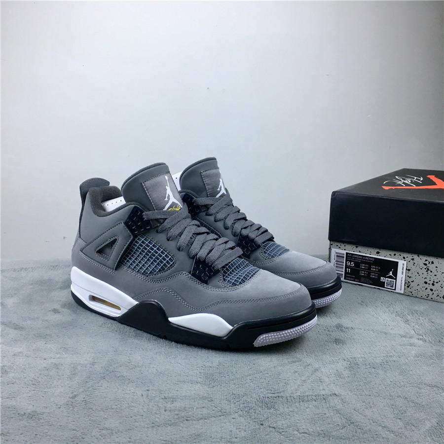 Newest Air Jordan 4 Cool Grey Deer Leather Shoes